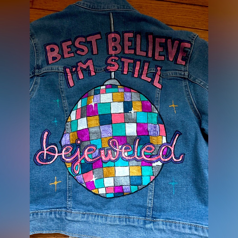 ✨Hand Painted✨ Old Navy jacket-Girls size L (10/12)